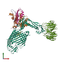PDB entry 7tt3 coloured by chain, front view.