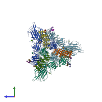 PDB entry 7tyz coloured by chain, side view.
