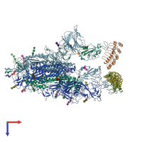 PDB entry 7tyz coloured by chain, top view.