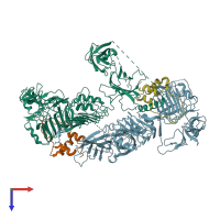 PDB entry 7u23 coloured by chain, top view.