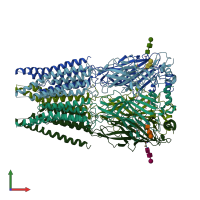 PDB entry 7u2m coloured by chain, front view.