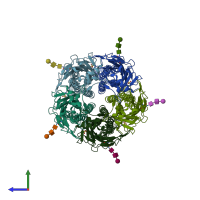 PDB entry 7u2m coloured by chain, side view.