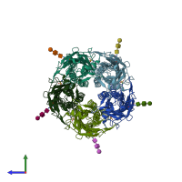 PDB entry 7u2o coloured by chain, side view.