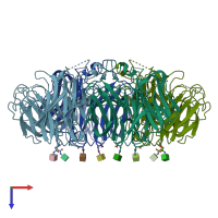 PDB entry 7u2q coloured by chain, top view.