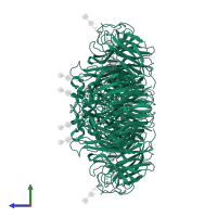 Neuraminidase in PDB entry 7u4g, assembly 1, side view.