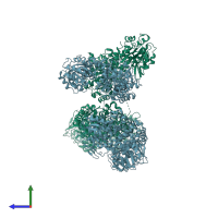 PDB entry 7u5s coloured by chain, side view.