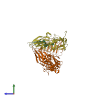 PDB entry 7u6d coloured by chain, side view.