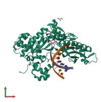 PDB entry 7u75 coloured by chain, front view.