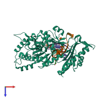 PDB entry 7u7j coloured by chain, top view.