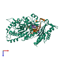 PDB entry 7u7w coloured by chain, top view.