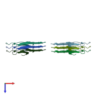 PDB entry 7uak coloured by chain, top view.