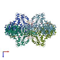 PDB entry 7ual coloured by chain, top view.