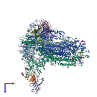 PDB entry 7uap coloured by chain, top view.