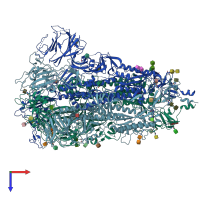 PDB entry 7ub5 coloured by chain, top view.