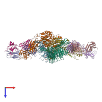 PDB entry 7udg coloured by chain, top view.