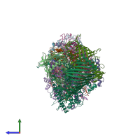 PDB entry 7uea coloured by chain, side view.