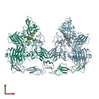 PDB entry 7ufg coloured by chain, front view.