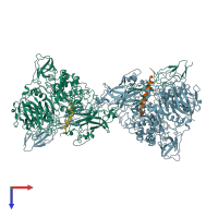PDB entry 7ufg coloured by chain, top view.