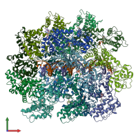 PDB entry 7ufm coloured by chain, front view.