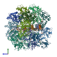 PDB entry 7ufm coloured by chain, side view.