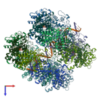 PDB entry 7ufm coloured by chain, top view.