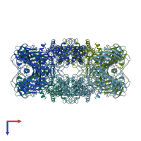 PDB entry 7ufs coloured by chain, top view.