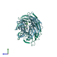 PDB entry 7ufv coloured by chain, side view.