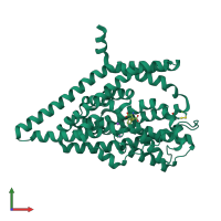 PDB entry 7ugj coloured by chain, front view.