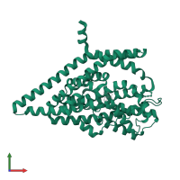 Glutamate transporter homolog in PDB entry 7ugj, assembly 1, front view.