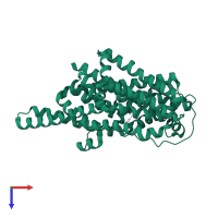 Glutamate transporter homolog in PDB entry 7ugj, assembly 1, top view.