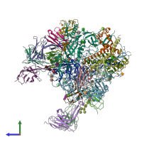 PDB entry 7ugp coloured by chain, side view.