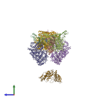 PDB entry 7uil coloured by chain, side view.