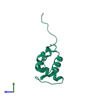 PDB entry 7uiu coloured by chain, side view.