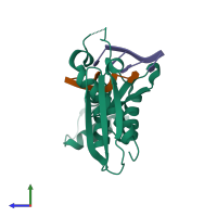 PDB entry 7ujl coloured by chain, side view.