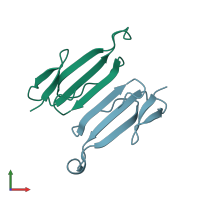 PDB entry 7ulr coloured by chain, front view.