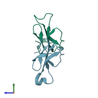 PDB entry 7ulr coloured by chain, side view.