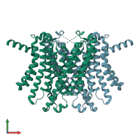 PDB entry 7unl coloured by chain, front view.