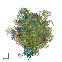 PDB entry 7unv coloured by chain, side view.
