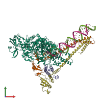 PDB entry 7uo9 coloured by chain, front view.