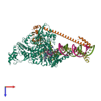 PDB entry 7uo9 coloured by chain, top view.