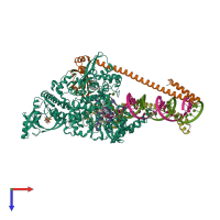 PDB entry 7uob coloured by chain, top view.