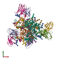 Hetero 14-meric assembly 1 of PDB entry 7uot coloured by chemically distinct molecules, front view.