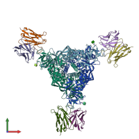 PDB entry 7upb coloured by chain, front view.