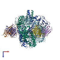 PDB entry 7upk coloured by chain, top view.