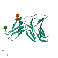 PDB entry 7us9 coloured by chain, front view.