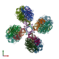 PDB entry 7utd coloured by chain, front view.