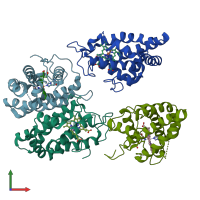 PDB entry 7ute coloured by chain, front view.