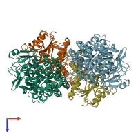 PDB entry 7uur coloured by chain, top view.