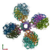 PDB entry 7uus coloured by chain, front view.