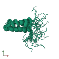 PDB entry 7uv2 coloured by chain, ensemble of 20 models, front view.